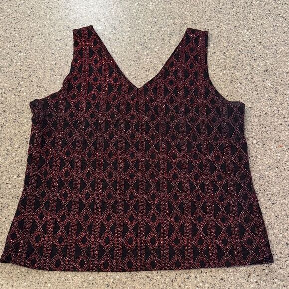 JUMP APPAREL Vintage 90s Black & Red Sparkle Tank Top - Picture 3 of 10